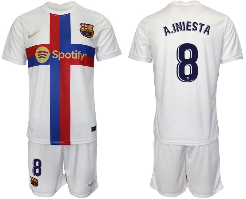 Men 2022-2023 Club Barcelona white away #8 Soccer Jerseys->real madrid jersey->Soccer Club Jersey